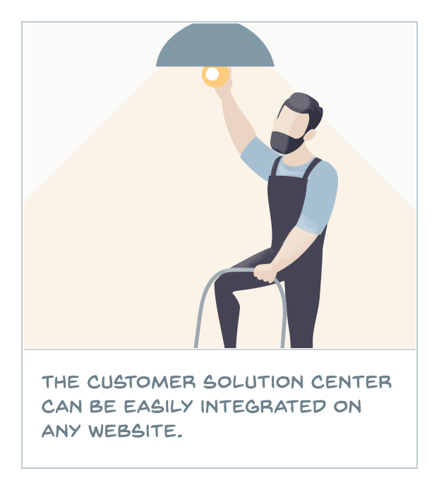 The Customer Solution Center can be easily integrated on any website.