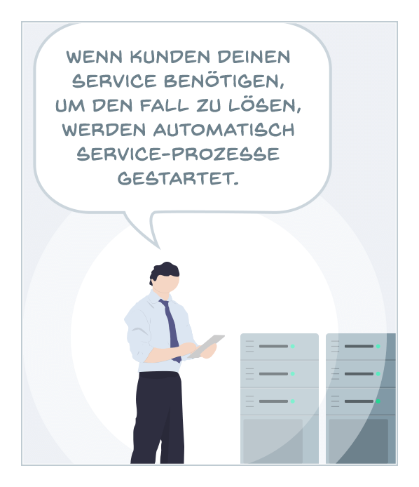 Wenn Kunden deinen Service benötigen, um den Fall zu lösen, werden automatisch Serviceprozesse gestartet.