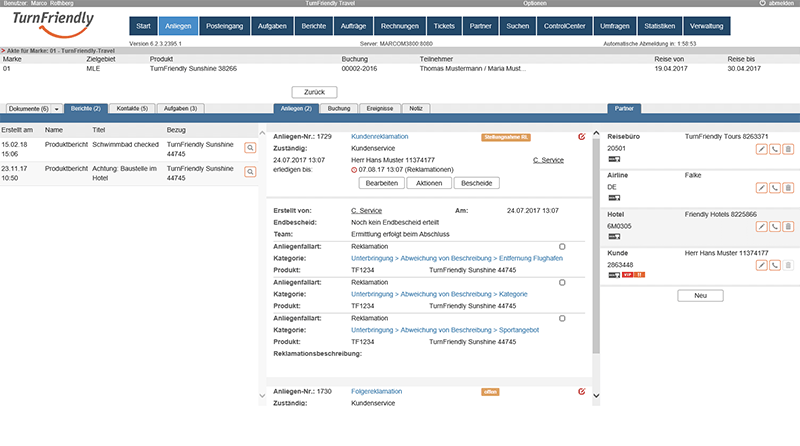 Darstellung der Beschwerdemanagement-Software TurnFriendly.